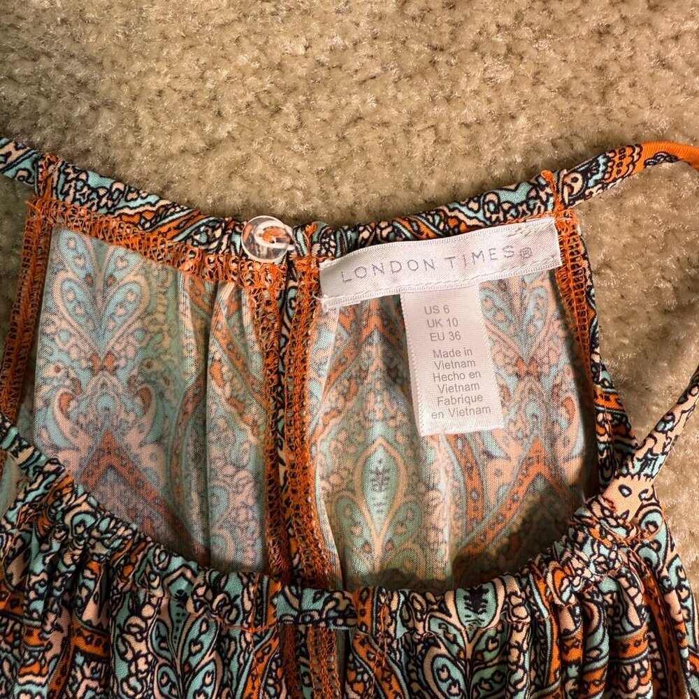 London Times Dress Womens Size 6 Multicolor Maxi Tank Boho Floral Print E435 - Picture 7 of 12